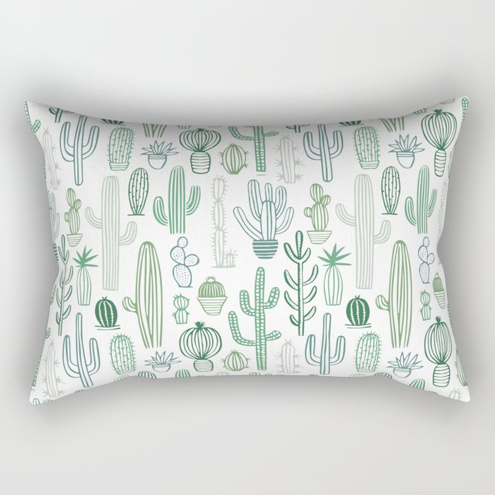 Cactus plant hand drawn doodle pattern Rectangular Pillow Gallery Image 2