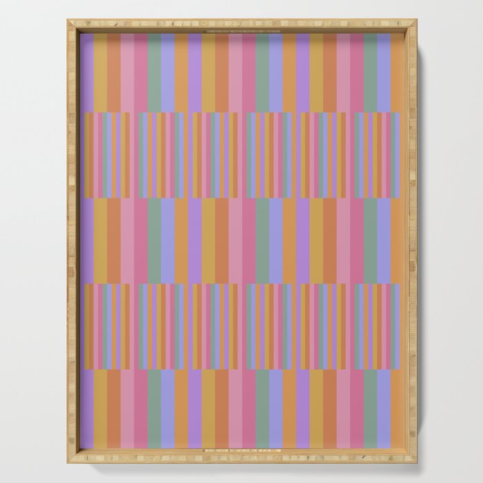Mixed Stripes Pattern III 60s Rainbow Serving Tray Gallery Image 1