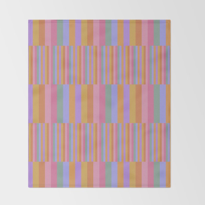 Mixed Stripes Pattern III 60s Rainbow Throw Blanket Gallery Image 2