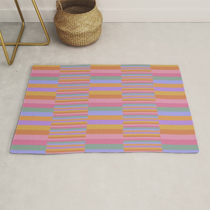 Mixed Stripes Pattern III 60s Rainbow Rug Gallery Image 1