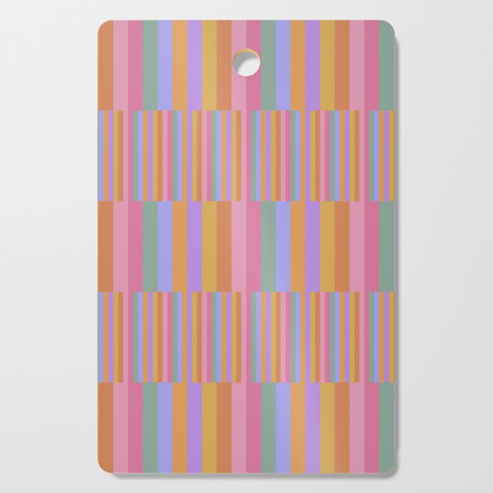 Mixed Stripes Pattern III 60s Rainbow Cutting Board Gallery Image 1