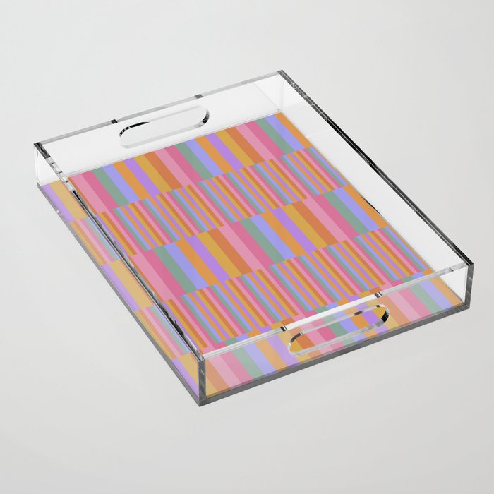 Mixed Stripes Pattern III 60s Rainbow Acrylic Tray Gallery Image 1