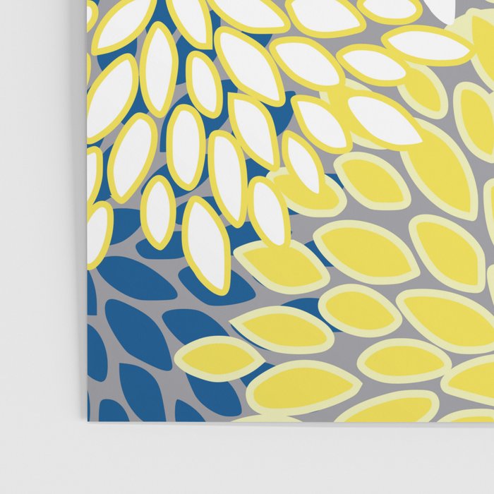 Modern Flowers Art, Blue, Yellow and Gray, Art Prints Poster Gallery Image 3
