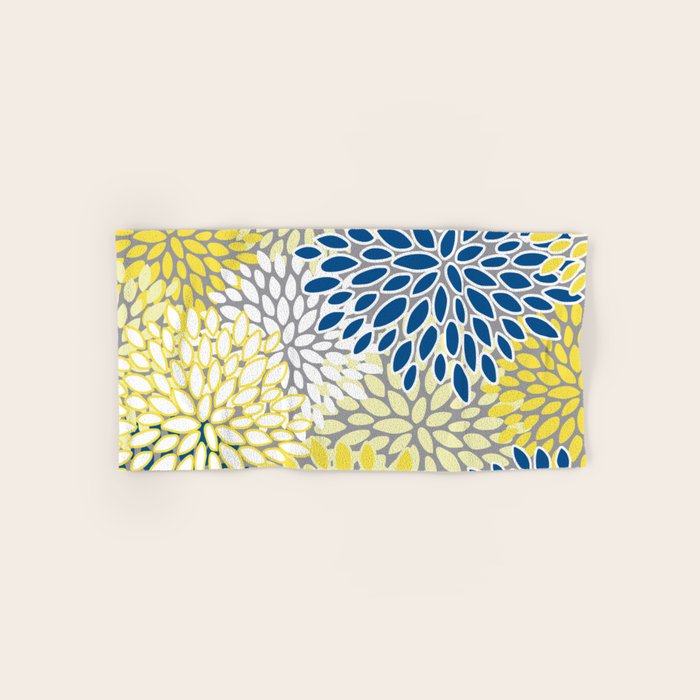 Modern Flowers Art, Blue, Yellow and Gray, Art Prints Bath Towel Gallery Image 1