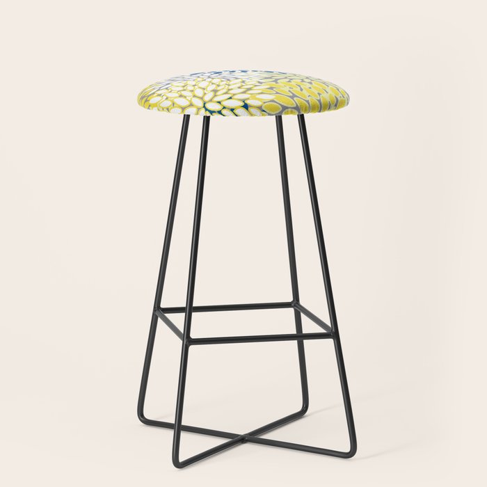 Modern Flowers Art, Blue, Yellow and Gray, Art Prints Stool Gallery Image 1