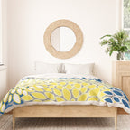 Modern Flowers Art, Blue, Yellow and Gray, Art Prints Duvet Cover Gallery Image 3