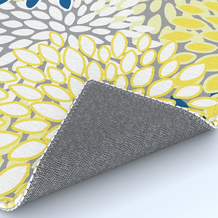 Modern Flowers Art, Blue, Yellow and Gray, Art Prints Rug Gallery Image 4