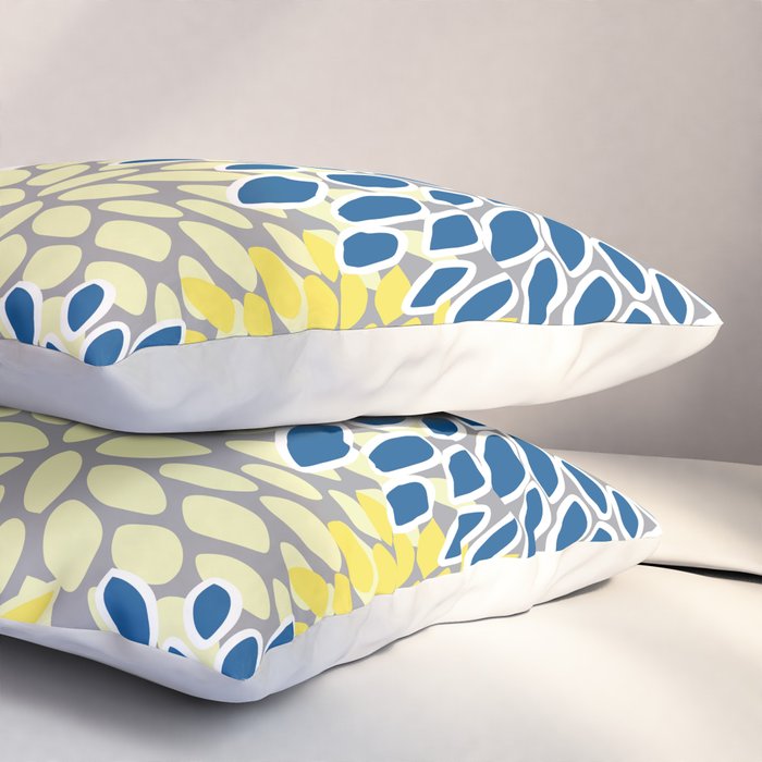 Modern Flowers Art, Blue, Yellow and Gray, Art Prints Pillow Sham Gallery Image 3