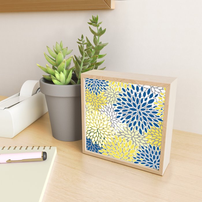 Modern Flowers Art, Blue, Yellow and Gray, Art Prints Mini Art Print Gallery Image 2