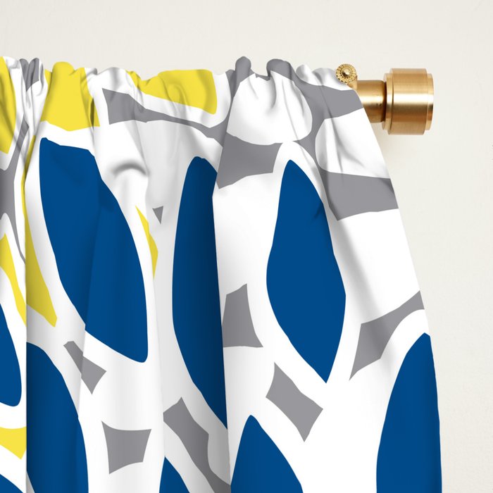 Modern Flowers Art, Blue, Yellow and Gray, Art Prints Window Curtain Gallery Image 2