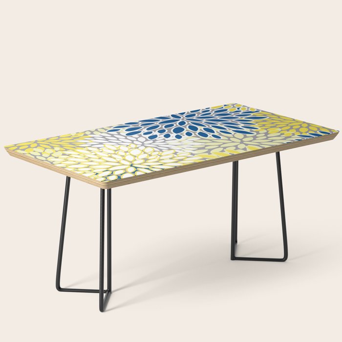 Modern Flowers Art, Blue, Yellow and Gray, Art Prints Coffee Table Gallery Image 1