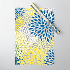 Modern Flowers Art, Blue, Yellow and Gray, Art Prints Wrapping Paper Gallery Image 1