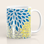 Modern Flowers Art, Blue, Yellow and Gray, Art Prints Coffee Mug Gallery Image 1