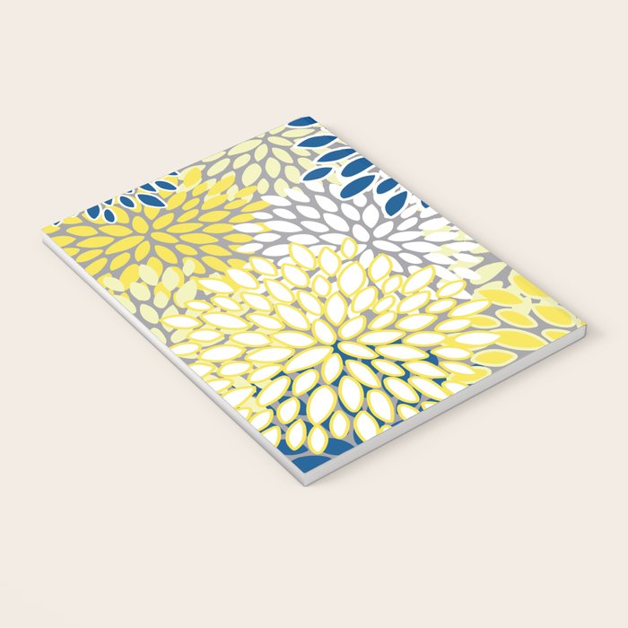 Modern Flowers Art, Blue, Yellow and Gray, Art Prints Notebook Gallery Image 3