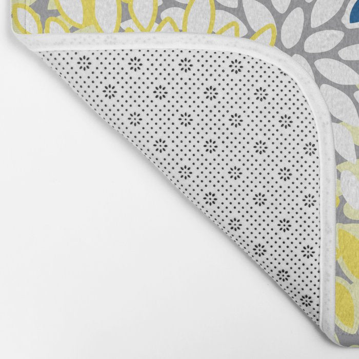 Modern Flowers Art, Blue, Yellow and Gray, Art Prints Bath Mat Gallery Image 2