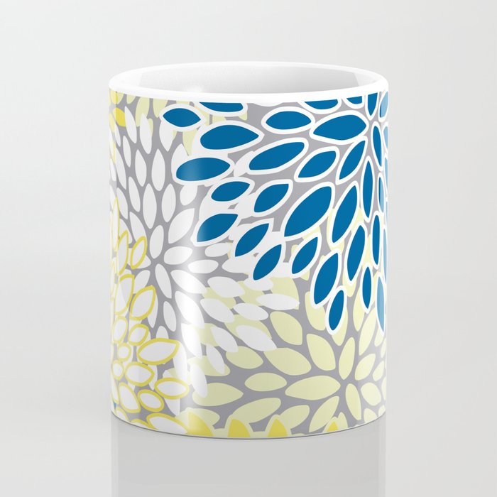 Modern Flowers Art, Blue, Yellow and Gray, Art Prints Coffee Mug Gallery Image 4
