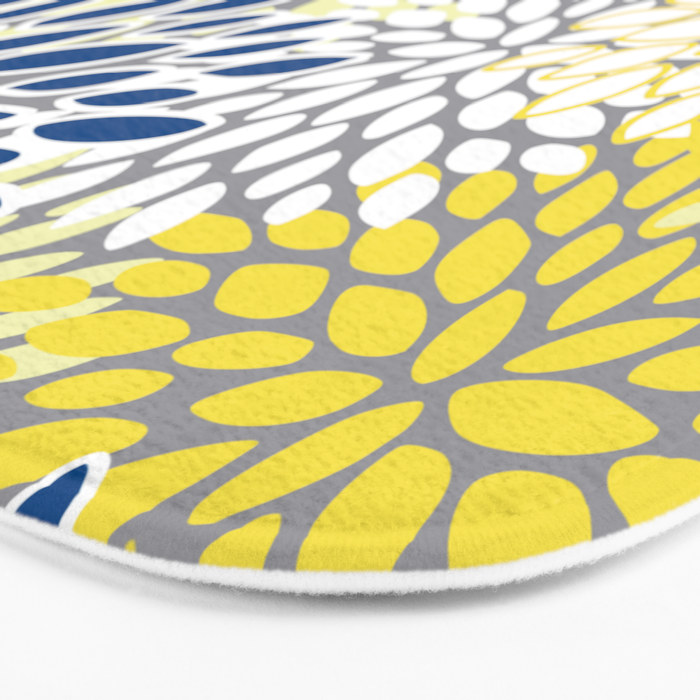 Modern Flowers Art, Blue, Yellow and Gray, Art Prints Bath Mat Gallery Image 3