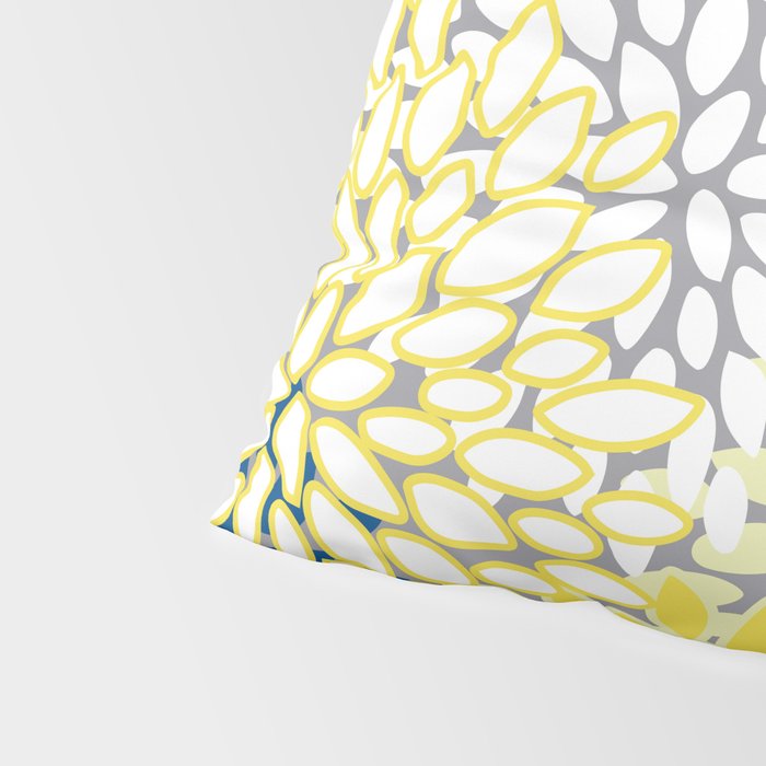 Modern Flowers Art, Blue, Yellow and Gray, Art Prints Pillow Sham Gallery Image 4