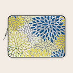 Modern Flowers Art, Blue, Yellow and Gray, Art Prints Laptop Sleeve Gallery Image 1