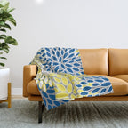 Modern Flowers Art, Blue, Yellow and Gray, Art Prints Throw Blanket Gallery Image 1