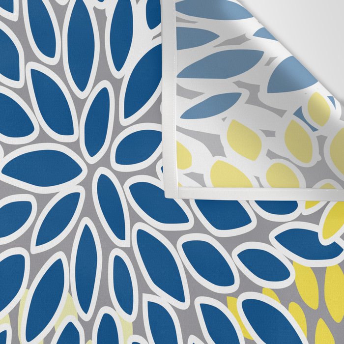 Modern Flowers Art, Blue, Yellow and Gray, Art Prints Wall Tapestry Gallery Image 3