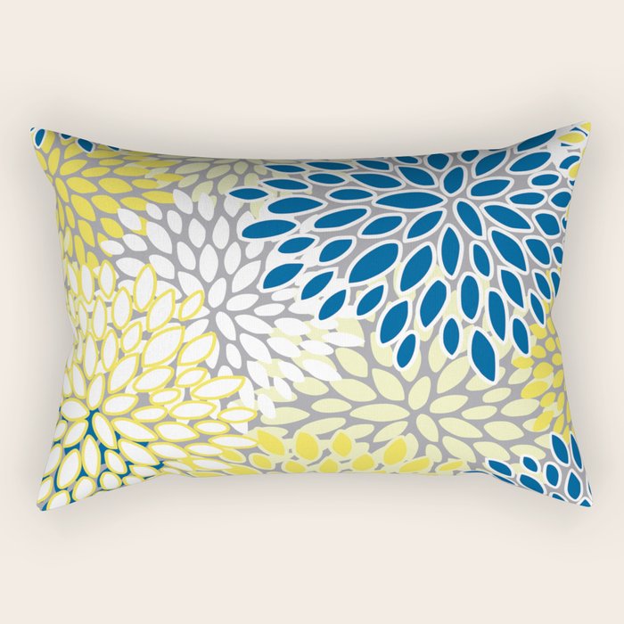 Modern Flowers Art, Blue, Yellow and Gray, Art Prints Rectangular Pillow Gallery Image 2