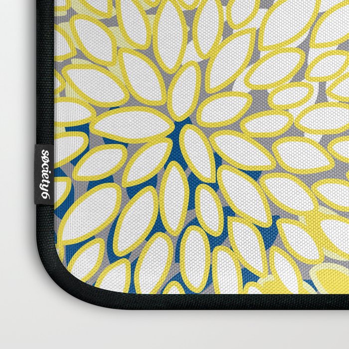 Modern Flowers Art, Blue, Yellow and Gray, Art Prints Laptop Sleeve Gallery Image 3