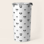 Funny vintage cartoon face doodle pattern Travel Mug Gallery Image 2