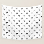Funny vintage cartoon face doodle pattern Wall Tapestry Gallery Image 4