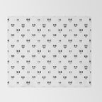 Funny vintage cartoon face doodle pattern Throw Blanket Gallery Image 2
