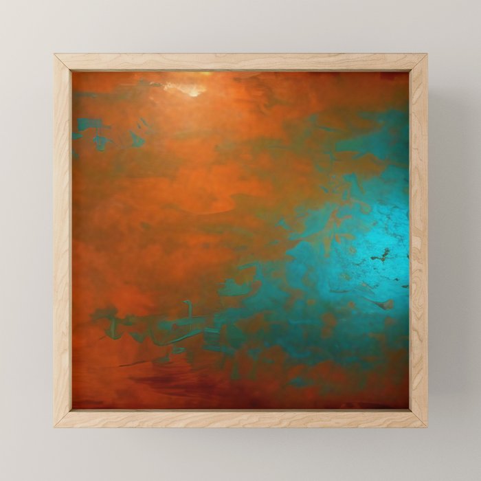 Aesthetic Copper and Aqua Blue Rust Mini Art Print Gallery Image 1