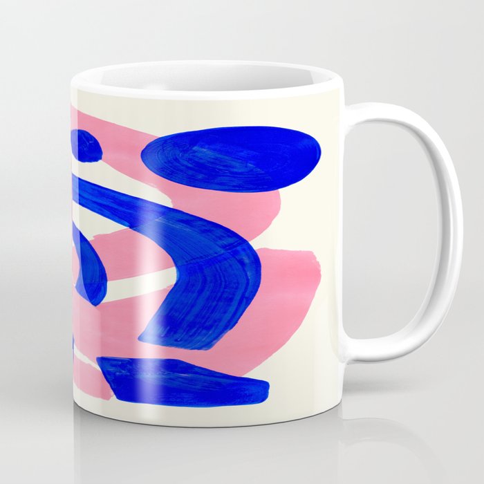Blue Pink Fun Colorful Mid Century Modern Abstract Painting Shapes Pattern Coffee Mug Gallery Image 1