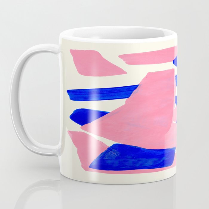 Blue Pink Fun Colorful Mid Century Modern Abstract Painting Shapes Pattern Coffee Mug Gallery Image 3
