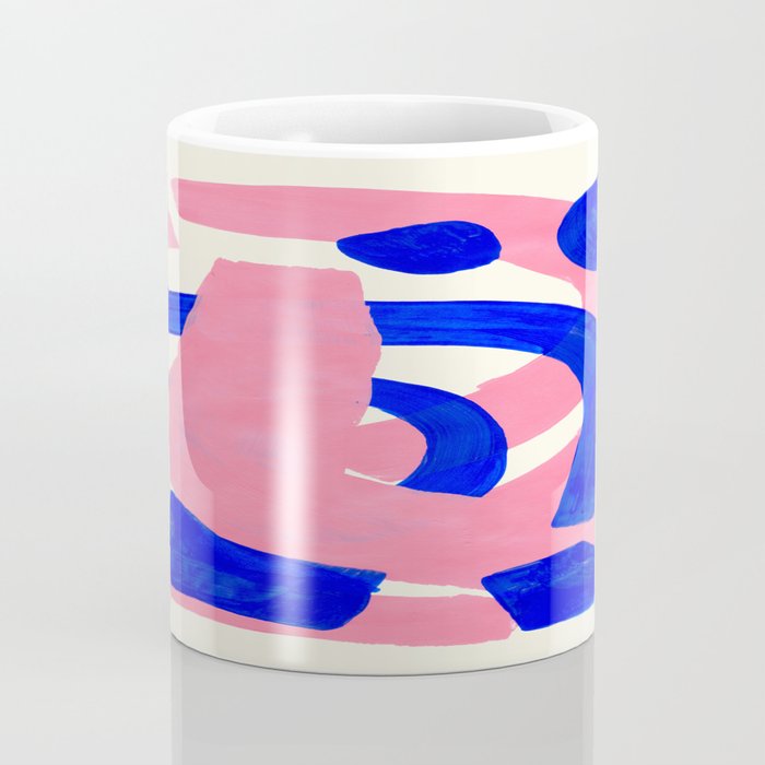 Blue Pink Fun Colorful Mid Century Modern Abstract Painting Shapes Pattern Coffee Mug Gallery Image 4