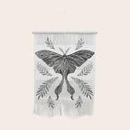 Watercolor Luna Moth in Black and White Wall Hanging Gallery Image 1