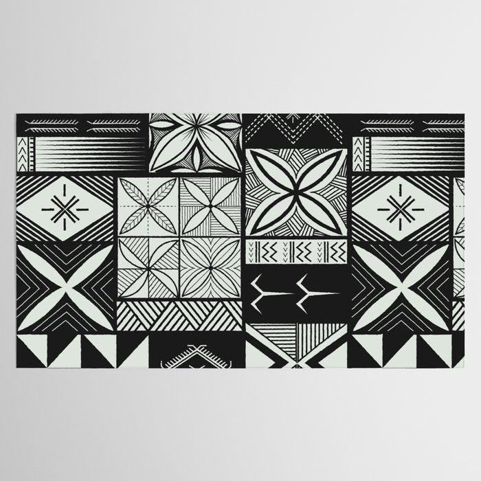 UrbanNesian Grey Maluelue Siapo and Tatau Tablecloth Gallery Image 2