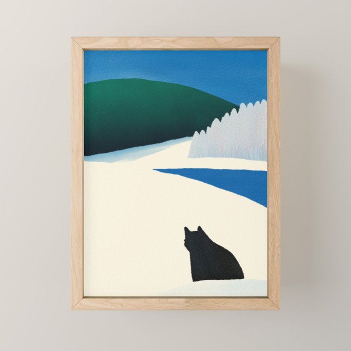 Black cat wandering Mini Art Print Gallery Image 1