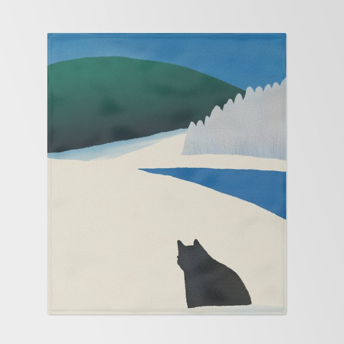 Black cat wandering Throw Blanket Gallery Image 2