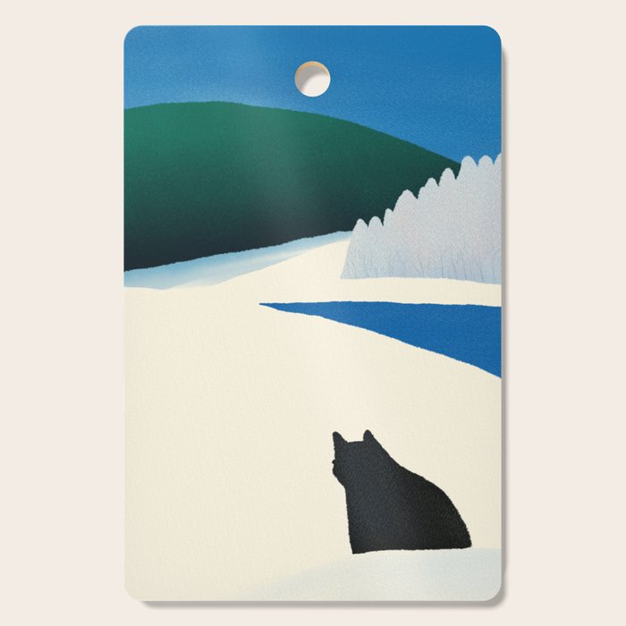 Black cat wandering Cutting Board Gallery Image 1
