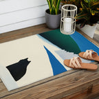 Black cat wandering Outdoor Rug Gallery Image 2