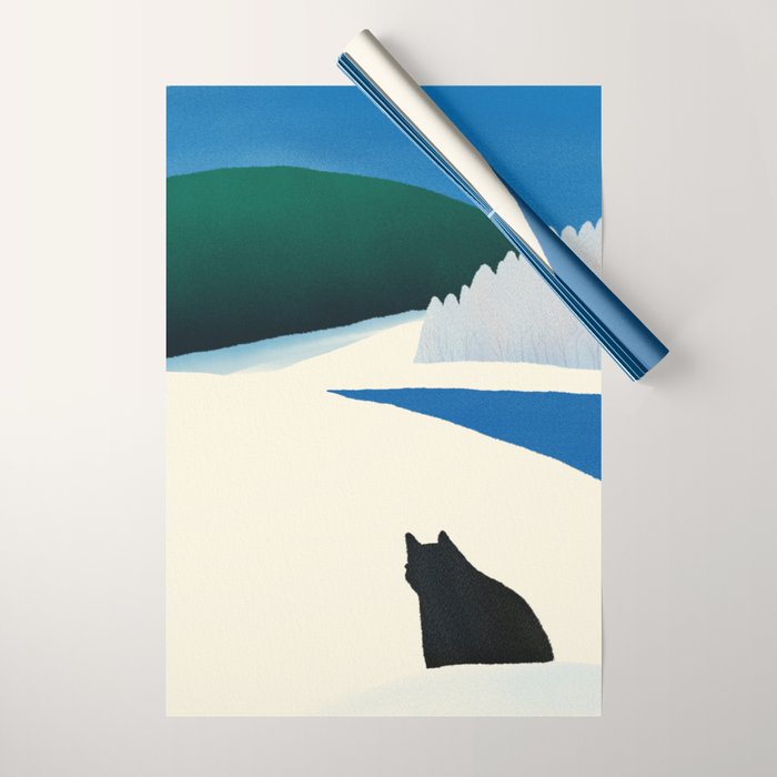 Black cat wandering Wrapping Paper Gallery Image 1