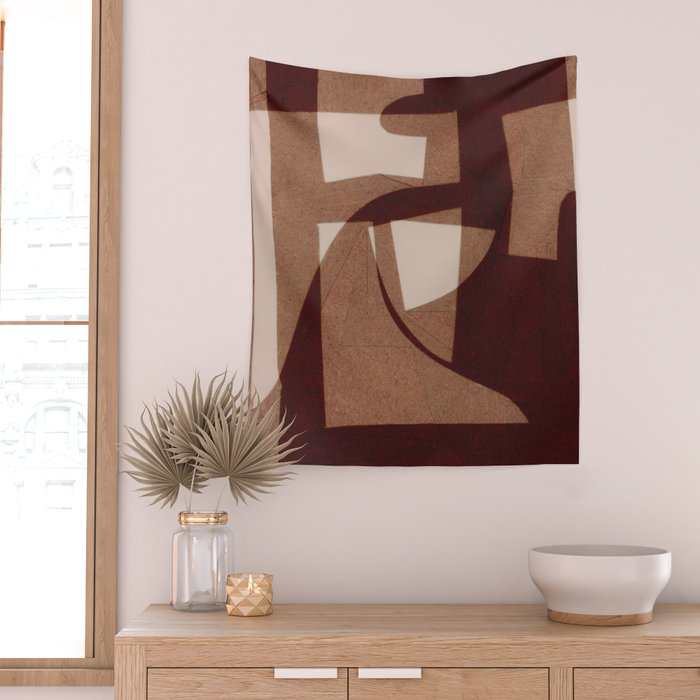 Marron Abstract Wall Tapestry Gallery Image 2