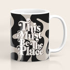 This Must Be The Place - 70s, Vintage, Retro, Abstract Pattern (Black & Beige) Coffee Mug Gallery Image 1