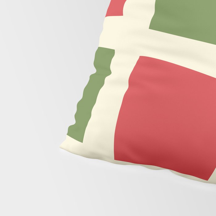 Retro Christmas Midcentury Modern Windows Checkered Red Green Cream Pattern Pillow Sham Gallery Image 4