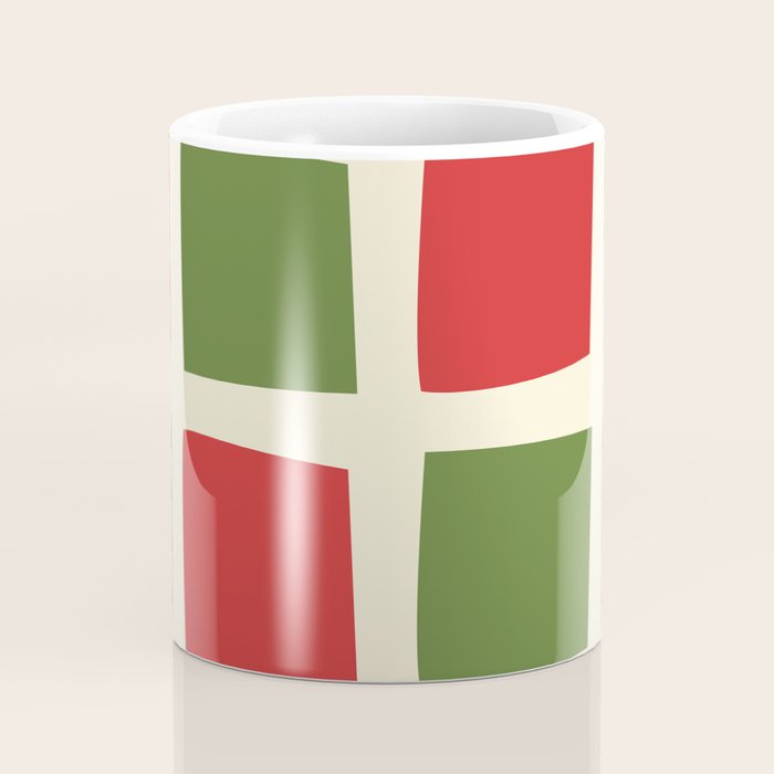 Retro Christmas Midcentury Modern Windows Checkered Red Green Cream Pattern Coffee Mug Gallery Image 4