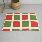 Retro Christmas Midcentury Modern Windows Checkered Red Green Cream Pattern Rug Gallery Image 1