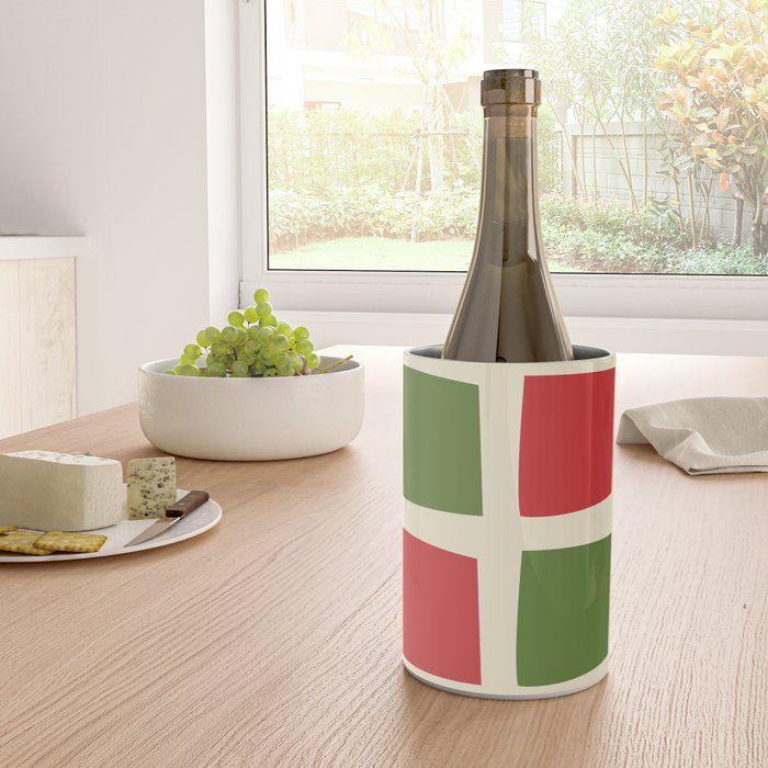 Retro Christmas Midcentury Modern Windows Checkered Red Green Cream Pattern Wine Chiller Gallery Image 4