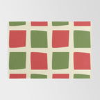 Retro Christmas Midcentury Modern Windows Checkered Red Green Cream Pattern Rug Gallery Image 2