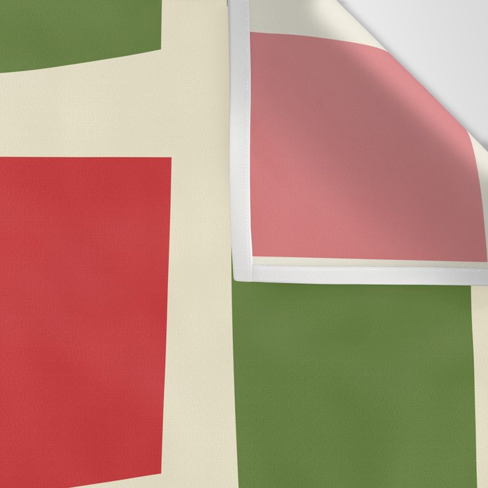 Retro Christmas Midcentury Modern Windows Checkered Red Green Cream Pattern Wall Tapestry Gallery Image 3
