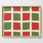 Retro Christmas Midcentury Modern Windows Checkered Red Green Cream Pattern Serving Tray Gallery Image 1
